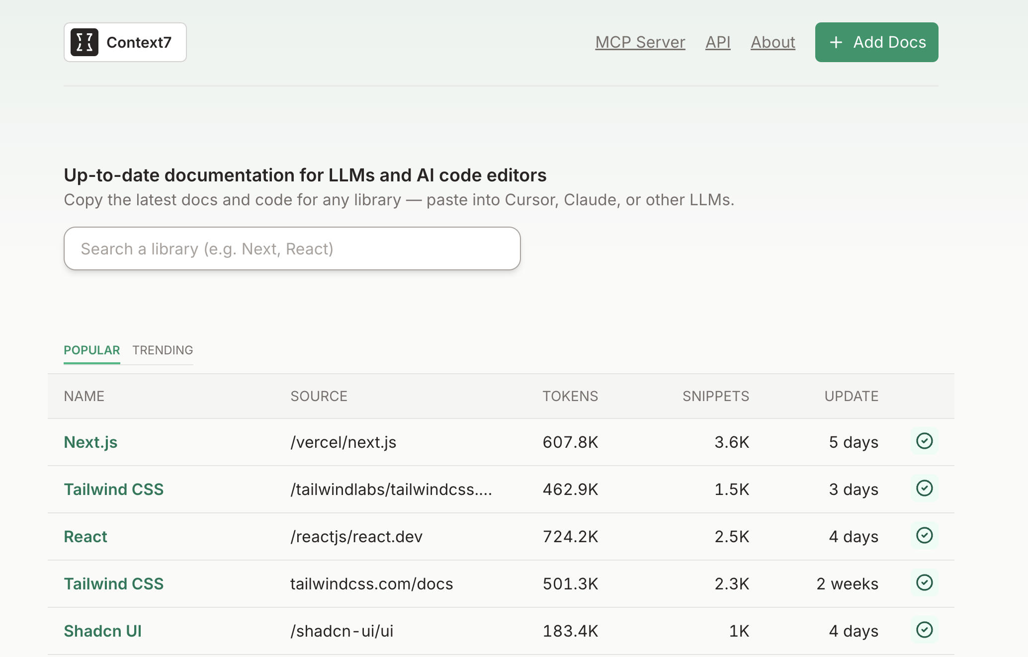 Context7 MCP server documentation and setup shown in a code editor.